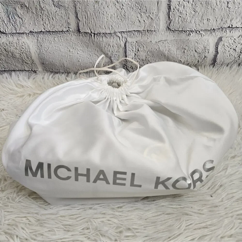 Michael Kors Blue Denim Designer Hobo Handbag With Brown Leather Tassels